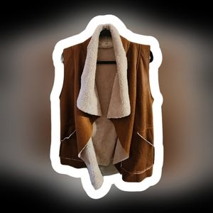 Faux Suede Vest with Sherling Lining